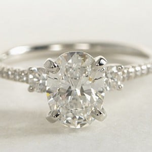 Petite Micropave Trio Diamond Engagement Ring