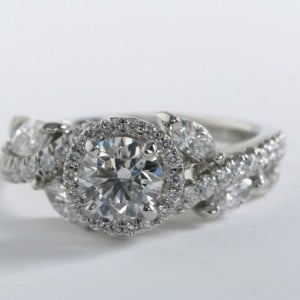 Monique Lhuillier Floral Halo Diamond Engagement Ring
