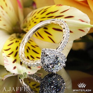 A.Jaffe Classic Two-Tone Halo Pear Cut Diamond Engagement Ring