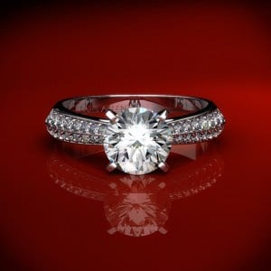 11021 - Tapered Knife-Edge Pave Set Diamond Engagement Ring