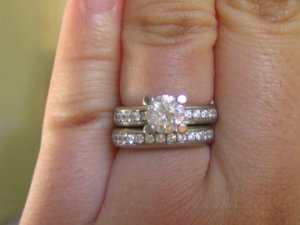 How to keep wedding band and engaement rings in line.