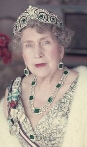 Queen Ena and her tiara with the emeralds inset.jpg