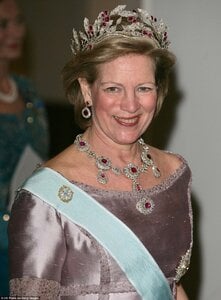 Queen Anne-Marie Of Greece pictured wearing the Ruby Olive Wreath tiara at the 60th birthday c...jpg