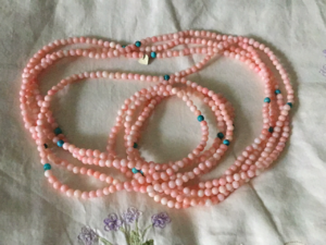 Angel Skin Coral Beads With 14 Karat Clasp and Bead Spacers - Ruby Lane