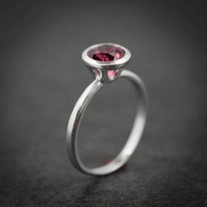 onegarnetgirl - silver garnet ring tapered bezel.jpg