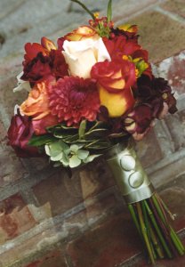 FALL BOUQUET WITH GREEN SATIN.jpg