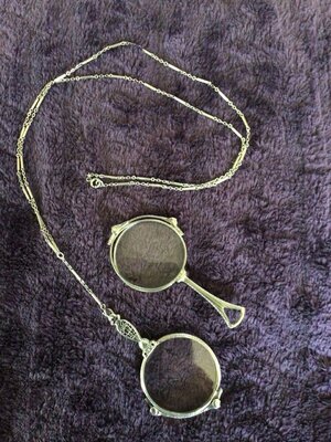 Haul- F Krementz Lorgnette folding glasses F&B chain.jpg