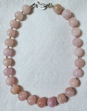 Morganite round rose gold beaded necklace.jpg