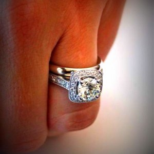 Diamond Halo ring with plain band