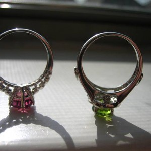 Barry Bridgestock Peridot and Tourmaline in LOGR settings