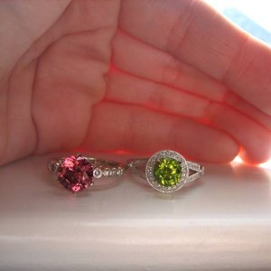 Barry Bridgestock Peridot and Tourmaline in LOGR settings