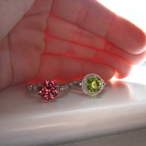 Barry Bridgestock Peridot and Tourmaline in LOGR settings