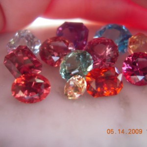 Group of different gemstones cut in different styles