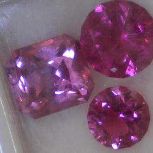 3 Nigerian hot pink tourmalines 4.5, 2.5 and 1.5 cts