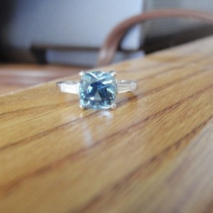 Aqua baguette ring