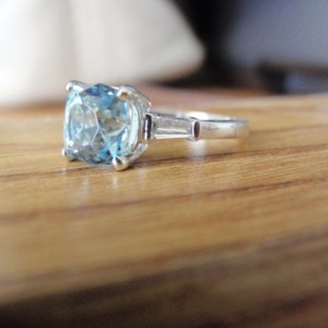 Aqua baguette ring