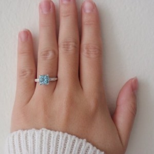 Aqua baguette ring