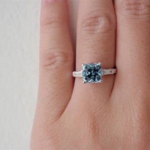 Aqua baguette ring