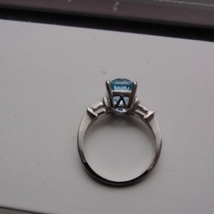 Aqua baguette ring