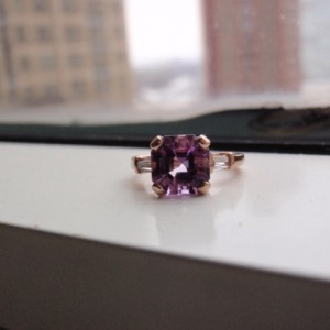 Amethyst baguette ring