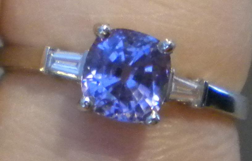 1.5 carat violet spinel in ring