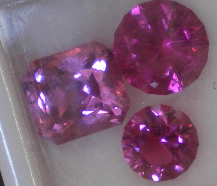 3 Nigerian hot pink tourmalines 4.5, 2.5 and 1.5 cts