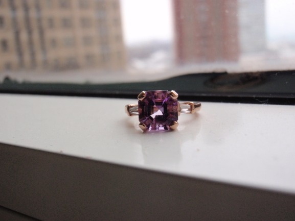 Amethyst baguette ring