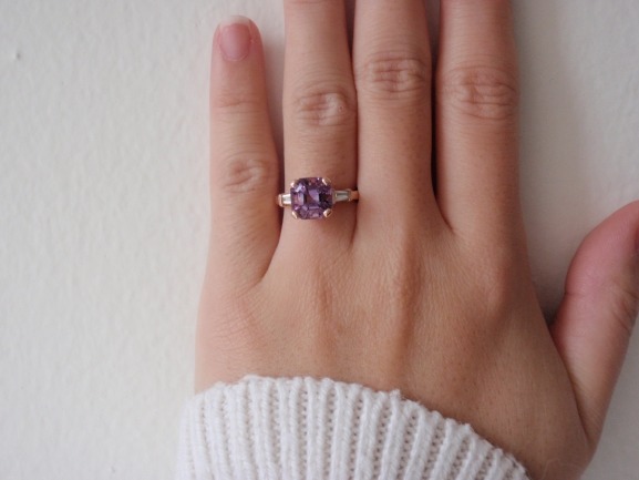 Amethyst baguette ring