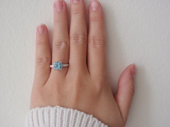 Aqua baguette ring