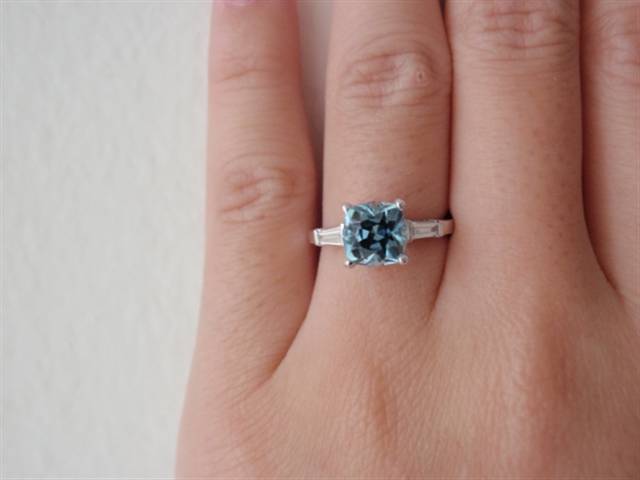 Aqua baguette ring