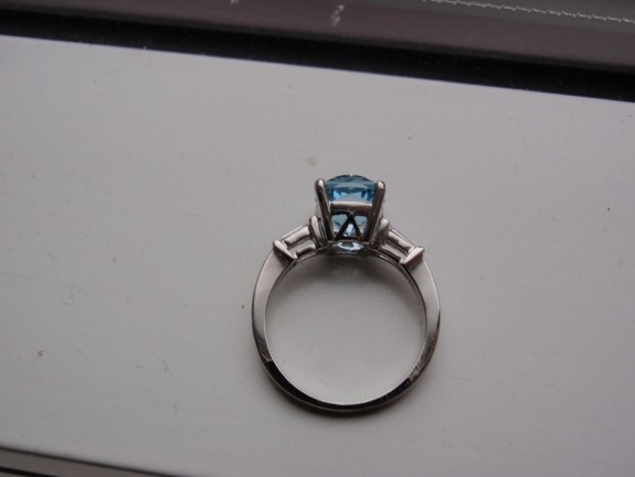 Aqua baguette ring