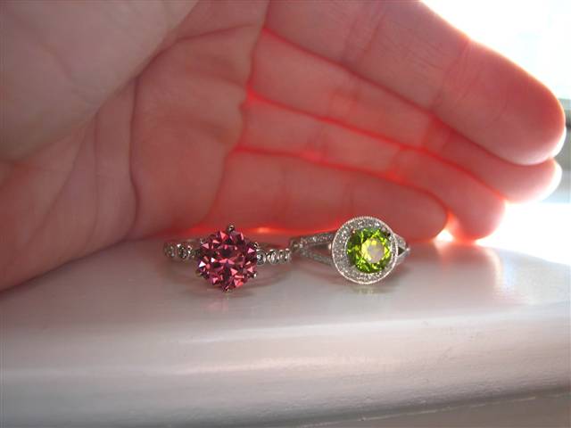 Barry Bridgestock Peridot and Tourmaline in LOGR settings