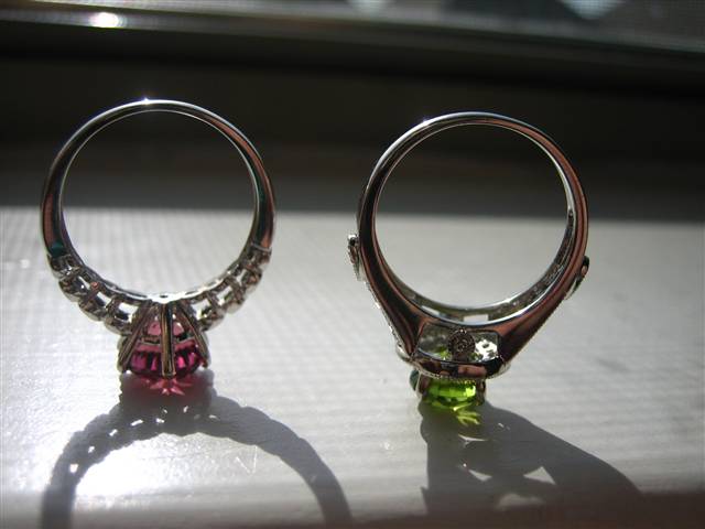 Barry Bridgestock Peridot and Tourmaline in LOGR settings