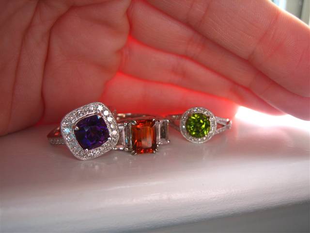 Barry Bridgestock Peridot and Tourmaline in LOGR settings