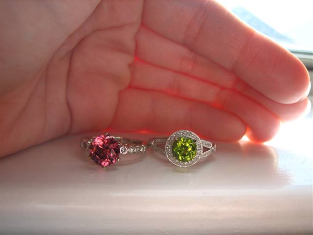 Barry Bridgestock Peridot and Tourmaline in LOGR settings