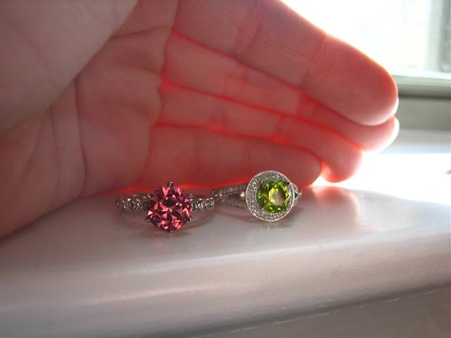 Barry Bridgestock Peridot and Tourmaline in LOGR settings