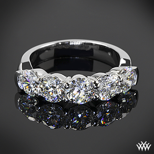 Custom 5 Stone Shared-Prong Diamond Wedding Ring