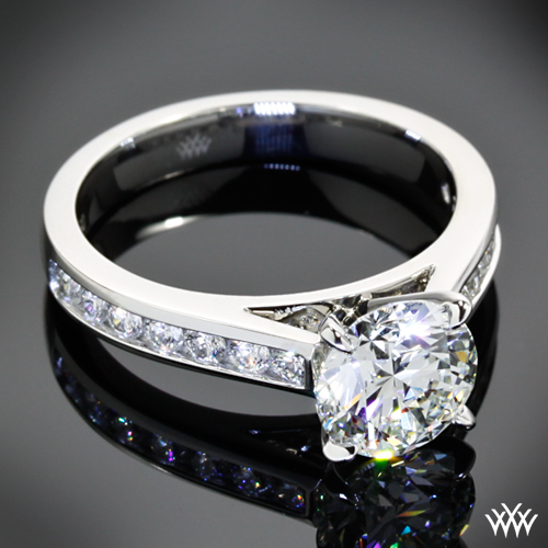 Custom Channel Set Open Cathedral Diamond Engagement Ring