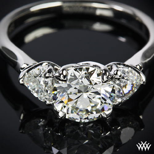 Custom W-Prong 3 Stone Diamond Engagement Ring