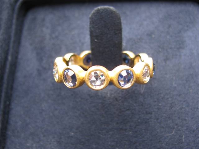 Rose cut diamond & sapphire eternity