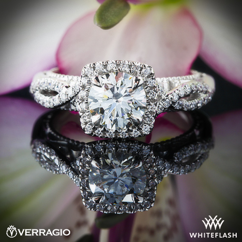 Verragio 4 Prong Cushion Halo Diamond Engagement Ring