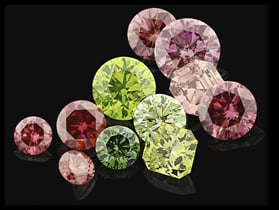 Treated pink and green diamonds