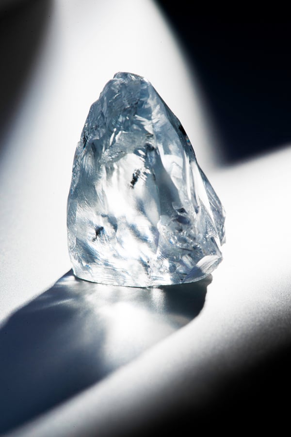122.52-carat  blue diamond recovered at the Cullinan mine • Image Petra Diamonds