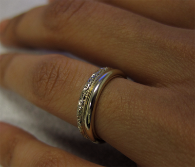Un-plated white gold wedding rings