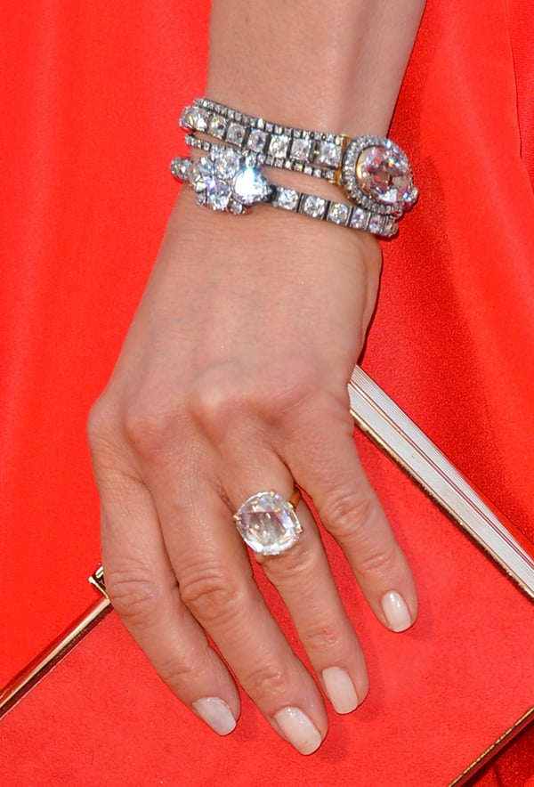 2013 Oscars Red Carpet - Jennifer Aniston's Engagement Ring and Fred Leighton Bracelets