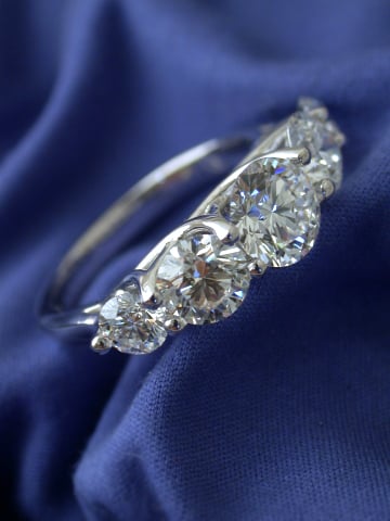 TwoBirch Wedding Ring - 0.5 Carat Five Stone Trellis Set Wedding Ring