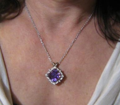 Custom amethyst and diamond pendant