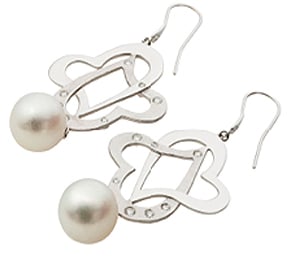 Cultured pearl and diamond earrings by Keemee