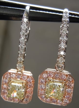 Pink and Yellow Diamond Earrings from Diamonds by Lauren