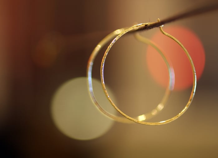 Gold hoop earrings - stock image by Erika Winters